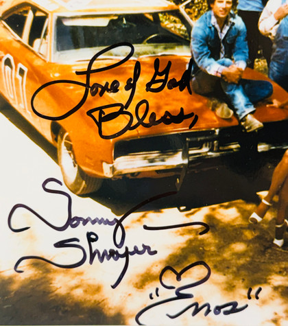 Catherine Bach, Tom Wopat, John Schneider, Sonny Shroyer Dukes of Hazzard Signed 8x10 Photo JSA