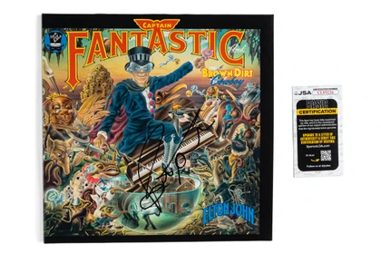 Bernie Taupin Signed "Captain Fantastic" LP Cover JSA