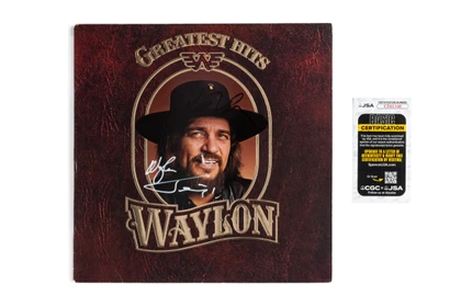 Waylon Jennings and Willie Nelson Signed "Waylon Greatest Hits" LP Cover JSA