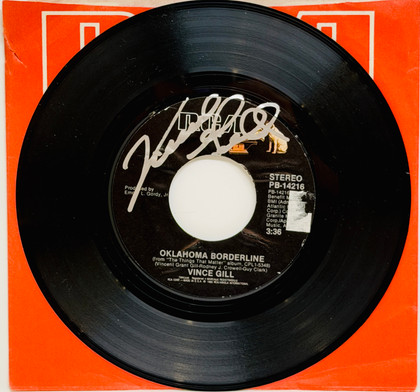 Vince Gill Signed "Oklahoma Borderline" Vinyl 45 JSA