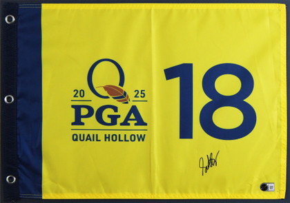 Scotty Scheffler Signed & Framed 2025 PGA Quail Hollow Golf Club Pin Flag BAS