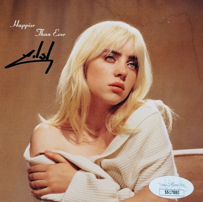 Billie Eilish Signed "Happier Than Ever" Art Card w/ Double LP, CD & Splatter Art Card JSA