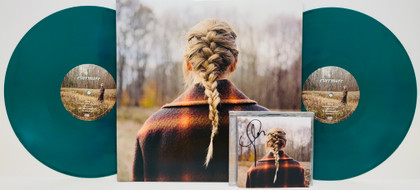 Taylor Swift Signed "Evermore" CD Cover with/ Double LP JSA