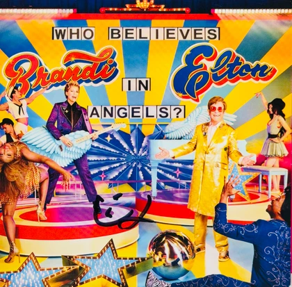 Elton John & Brandi Carlile Signed "Who Believes In Angels" Art Cards w/ CD & LP ACOA