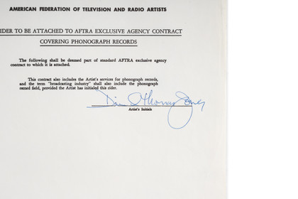 Agency Rider Contract Document: Hand-Signed by Davy Jones (The Monkees)