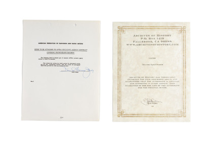 Agency Rider Contract Document: Hand-Signed by Davy Jones (The Monkees)