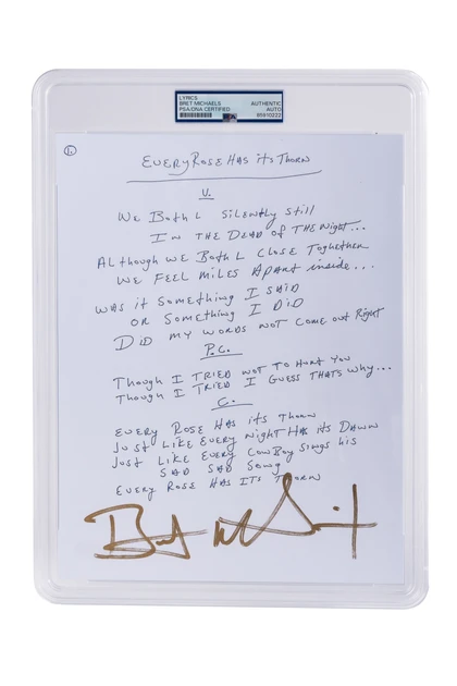 Bret Michaels | PSA Slabbed & Authenticated Lyric Sheet | Premiere Signature Series