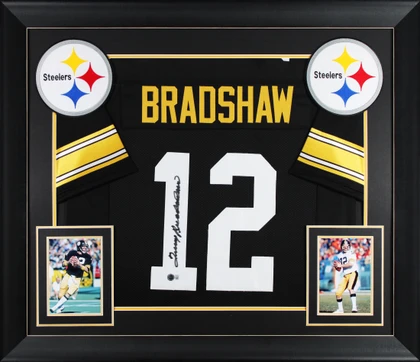 Terry Bradshaw Authentic Signed Black Pro Style Framed Jersey BAS Witnessed