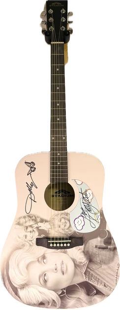 Dolly Parton Signed Acoustic Guitar with Graphics JSA