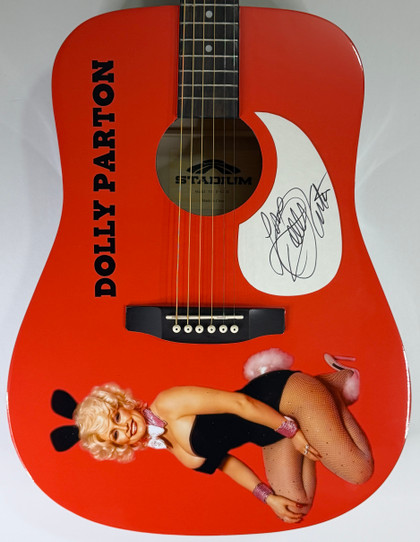 Dolly Parton Signed Acoustic Guitar with Graphics JSA