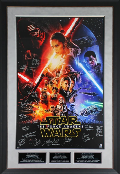 Star Wars (21) Hamill, Ridley, Mayhew, Driver Signed 27x40 Framed Poster BAS LOA