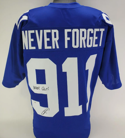 Robert O'Neill "Never Quit!" Signed New York Giants 'Never Forget' Custom Jersey
