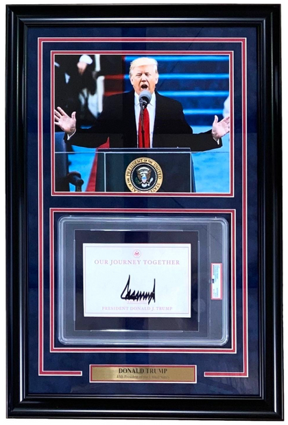 Donald Trump Signed Custom Framed Book Insert Display