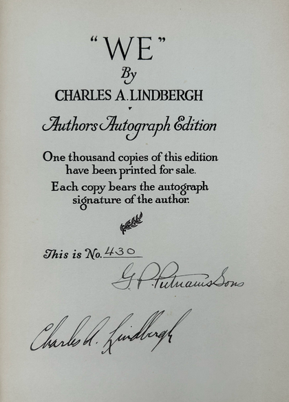 1927 CHARLES LINDBERGH WE SPIRIT OF ST. LOUIS AVIATION HISTORIC FLIGHT FIRST [Hardcover] Charles Lindbergh