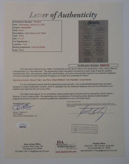 Aerosmith Signed "Walk This Way" Display