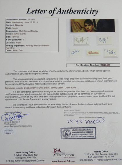 Blondie Signed Matted Display