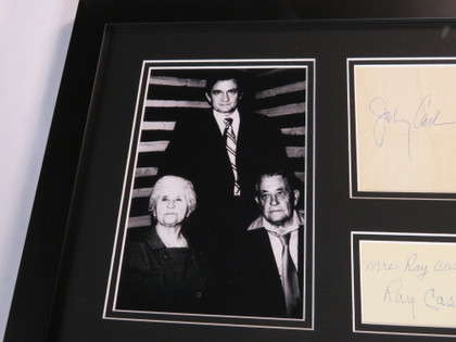 Johnny Cash and Parents Signed Framed Display