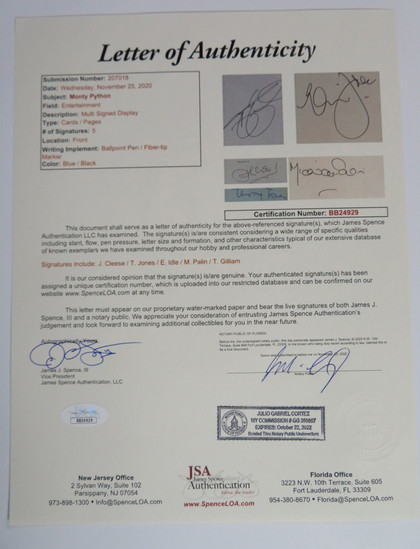 Monty Python Cast Signed Matted Display
