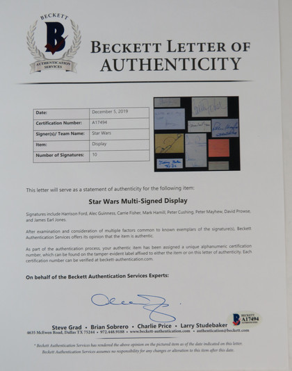 Star Wars: A New Hope Cast Signed Framed Display