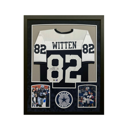 Jason Witten Signed Dallas Custom Suede Matte Framed Football Jersey (Beckett)