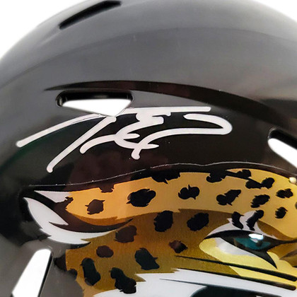 Travis Etienne Signed Jacksonville Jaguars Speed Mini Replica Football Helmet (JSA)