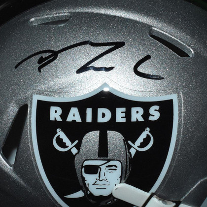 Maxx Crosby Signed Las Vegas Raiders Speed Mini Replica Silver Football Helmet (JSA)