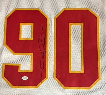Neil Smith Signed Kansas City White Football Jersey (JSA)