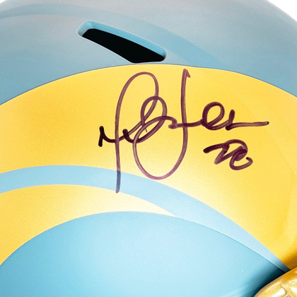Marshall Faulk Signed Los Angeles Rams Slate Alternate Speed Full-Size Replica Football Helmet (Beckett)