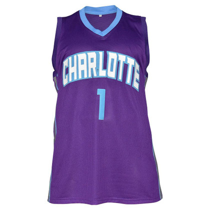 Muggsy Bogues Signed Charlotte Pro Purple Basketball Jersey (Beckett)