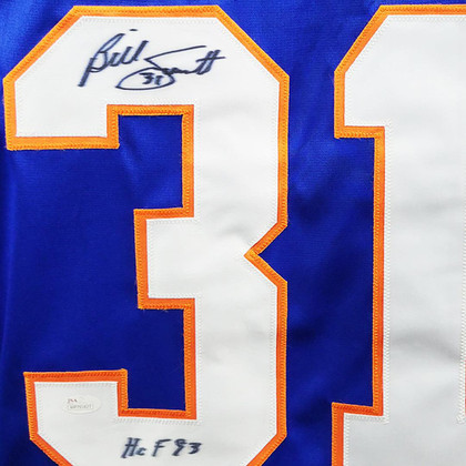 Billy Smith Signed HOF 93 Inscription New York Blue Hockey Jersey (JSA)