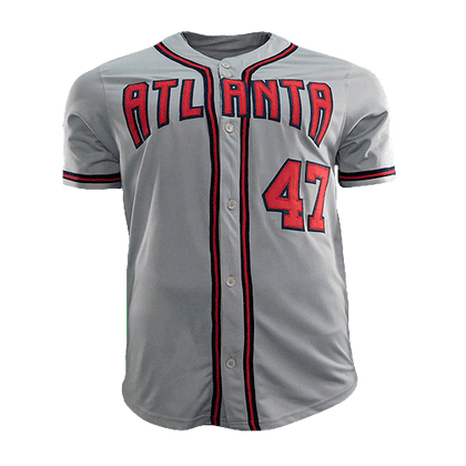 Tom Glavine Signed Silver ink Pro Style Baseball Jersey Grey (JSA)