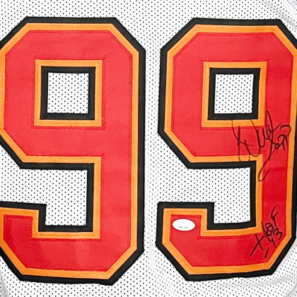 Warren Sapp Signed HOF 13 Inscription Tampa Bay White Football Jersey (BECKETT )