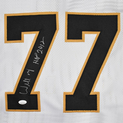 Willie Roaf Signed HOF 12 Inscription New Orleans Pro White Football Jersey (BECKETT)