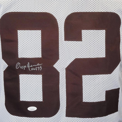 Ozzie Newsome Signed HOF 99 Inscription Cleveland White Football Jersey (JSA)