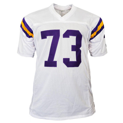 Ron Yary Signed HOF 01 Inscription Minnesota White Football Jersey (JSA)