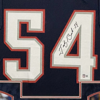 Tedy Bruschi Signed New England Blue Custom Suede Matte Framed Football Jersey (JSA)
