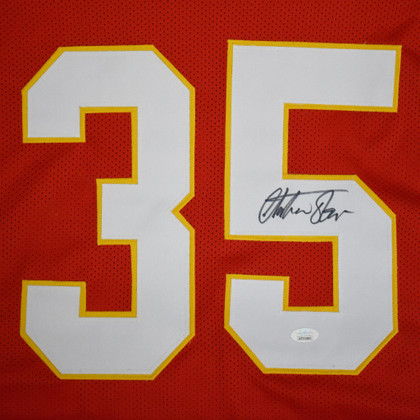 Christian Okoye Signed Pro-Edition Red Football Jersey (Beckett)