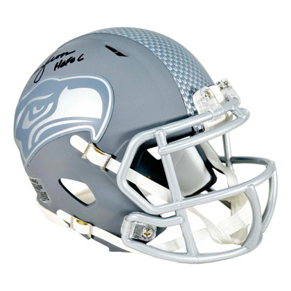 Warren Moon Signed HOF 06 Inscription Seattle Seahawks Slate Alternate Speed Mini Football Helmet (JSA)