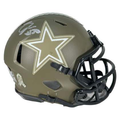 Juanyeh Thomas Signed Dallas Cowboys Salute to Service Speed Mini Football Helmet (JSA)