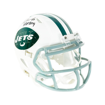 Kevin Mawae Signed HOF 2019 Inscription New York Jets Throwback 1965-77 Speed Mini Football Helmet (JSA)