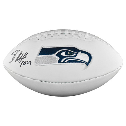 Shaun Alexander Signed Psalms Inscription Seattle Seahawks Official NFL Team Logo Football (JSA)