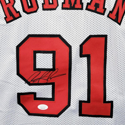 Dennis Rodman Signed Chicago White Basketball Jersey (Beckett)