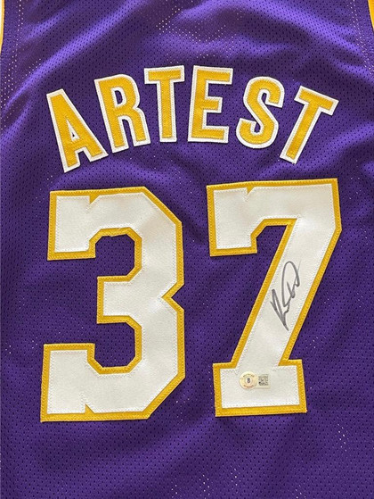 Ron Artest Signed Los Angeles Purple Basketball Jersey (Beckett)