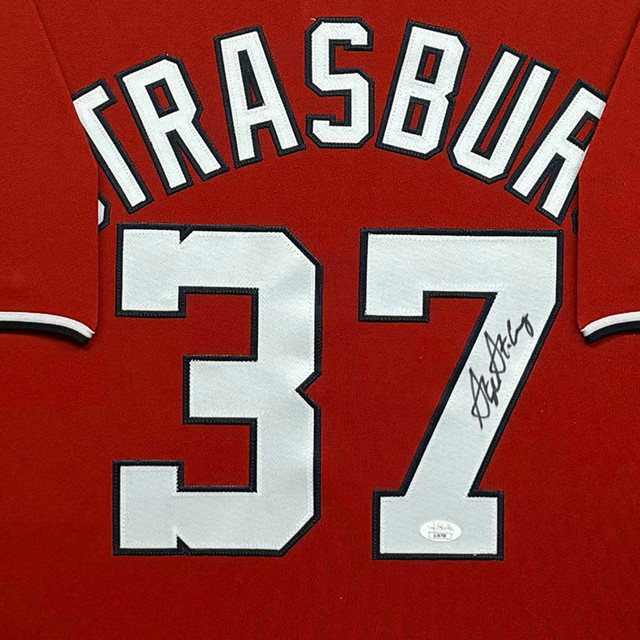 Stephen Strasburg Signed Washington Red Custom Suede Matte Framed Baseball Jersey Stephen Strasburg Signed Washington Red Custom Suede Matte Framed Baseball Jersey