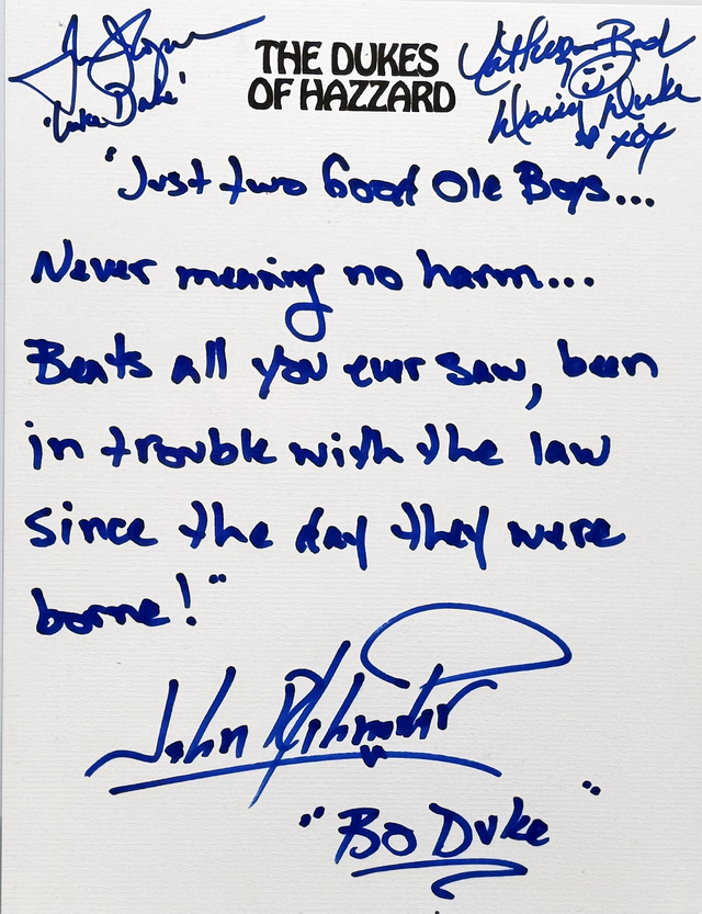 Dukes of Hazzard Signed Handwritten Lyrics by John Schneider