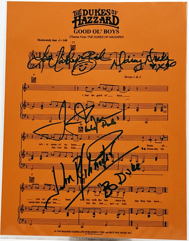 Dukes of Hazzard Cast Signed Orange Lyrics 1
