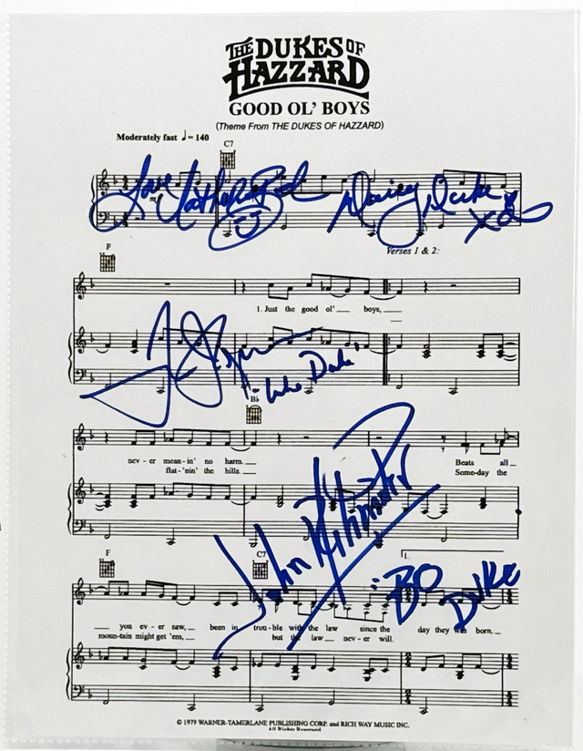 Dukes of Hazzard Cast Signed Lyrics 2