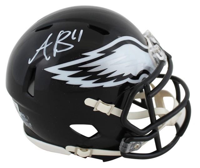 Casque miniature Riddell Alternate Speed ​​autographié par Dallas Goedert des Eagles de Philadelphie (édition 2022