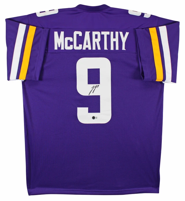 J.J. McCarthy Authentic Signed Purple Throwback Pro Style Jersey