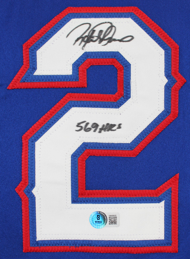 Rafael Palmeiro "569 HR's" Authentic Signed Blue Pro Style Jersey BAS Witnessed Rafael Palmeiro "569 HR's" Authentic Signed Blue Pro Style Jersey BAS Witnessed